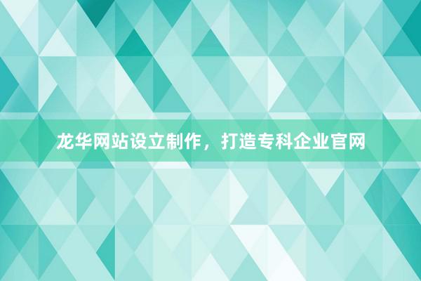 龙华网站设立制作，打造专科企业官网